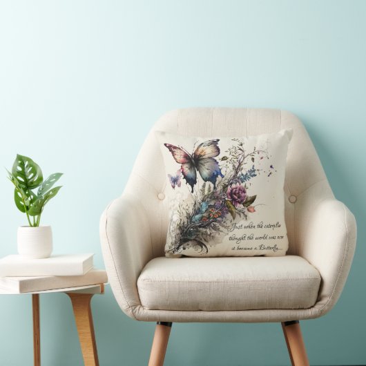 バタフライ感動的勇気付けられる引用文 クッション (椅子)