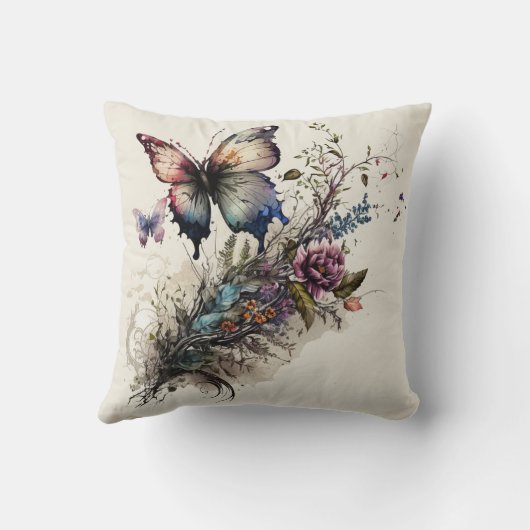 バタフライ感動的勇気付けられる引用文 クッション (裏面)