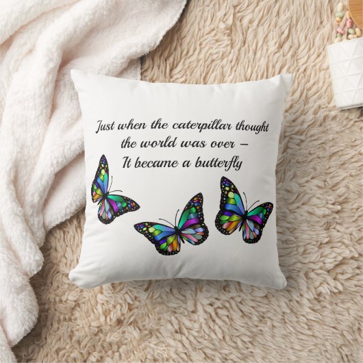 バタフライ感動的勇気付けられる引用文 クッション (ブランケット)