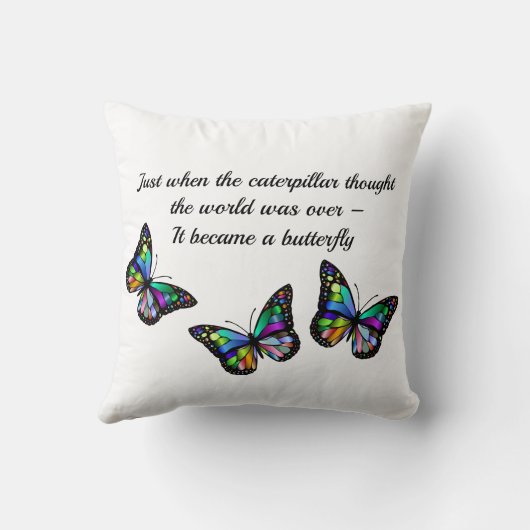 バタフライ感動的勇気付けられる引用文 クッション (裏面)