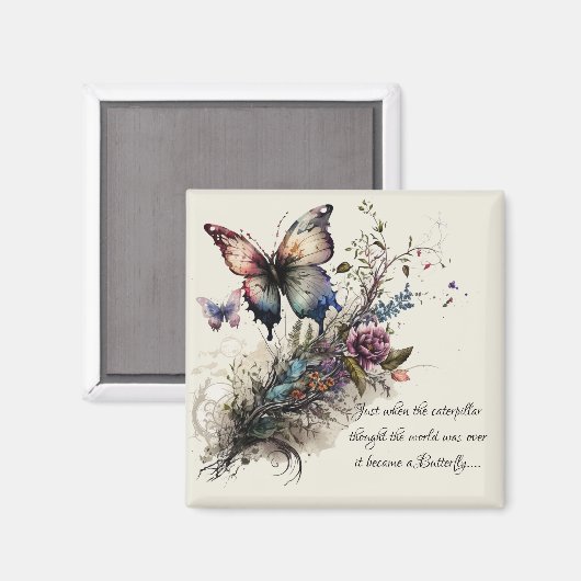 バタフライ感動的勇気付けられる引用文 マグネット (正面/裏面)