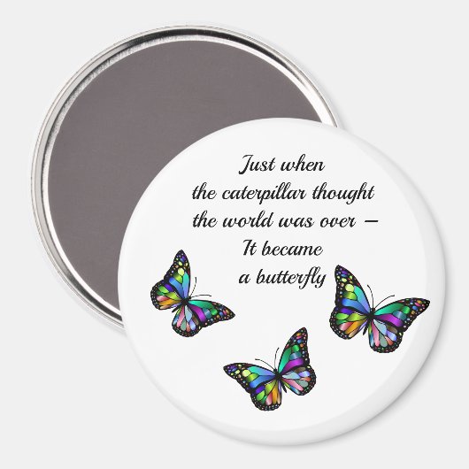 バタフライ感動的勇気付けられる引用文 マグネット (正面/裏面)