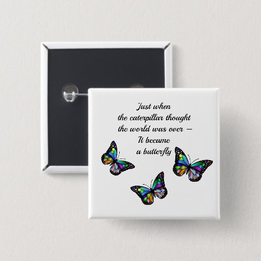 バタフライ感動的勇気付けられる引用文 缶バッジ (正面&裏面)