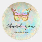 バタフライ感謝していユークラシックラウンドステッカー ラウンドシール (正面)