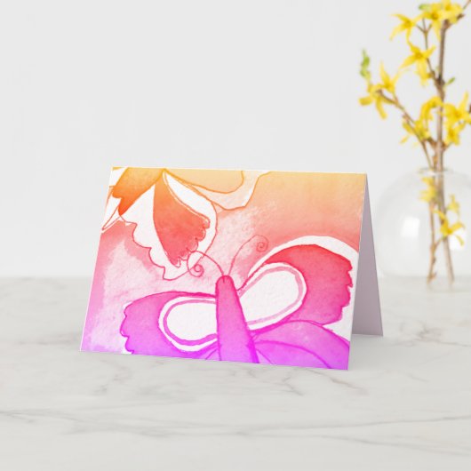 バタフライ折り畳みグリーティングカード カード (黄色い花)