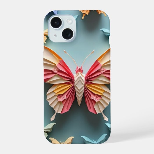 バタフライ折り紙 iPhone 15ケース (裏面)