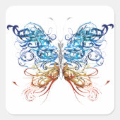 バタフライ抽象芸術アート スクエアシール (正面)