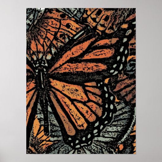 バタフライ抽象芸術アート ポスター (正面)