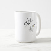 バタフライ抽象芸術ミニマル線画 コーヒーマグカップ (正面右)