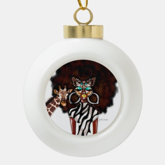 バタフライ族オーナメント セラミックボールオーナメント (正面)