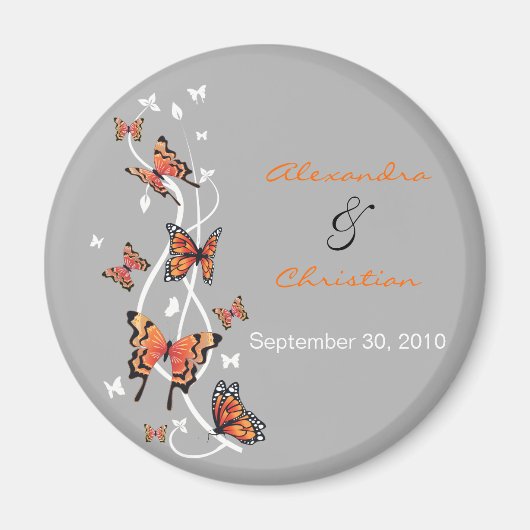 バタフライ日付の結婚発表を保存 マグネット (正面)