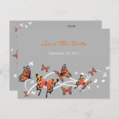 バタフライ日付の結婚発表を保存 案内ポストカード (正面/裏面)