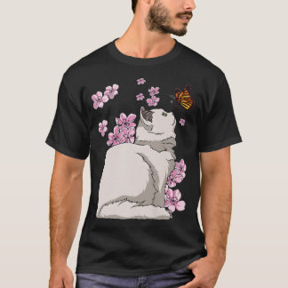 バタフライ日本の桜さくらんぼ Tシャツ