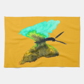 バタフライ水色アクアかわいらし キッチンタオル (横)