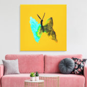 バタフライ水色アクアかわいらし キャンバスプリント (インサイチュ (リビング))