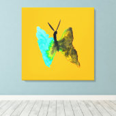 バタフライ水色アクアかわいらし キャンバスプリント (インサイチュ (ウッドフロア))