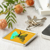 バタフライ水色アクアかわいらし キーホルダー (側面)