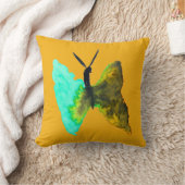 バタフライ水色アクアかわいらし クッション (ブランケット)