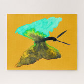 バタフライ水色アクアかわいらし ジグソーパズル (横)