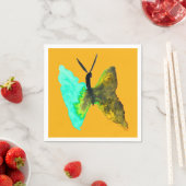 バタフライ水色アクアかわいらし スタンダードカクテルナプキン (インサイチュ)