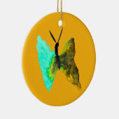 バタフライ水色アクアかわいらし セラミックオーナメント (右)