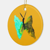 バタフライ水色アクアかわいらし セラミックオーナメント (左)