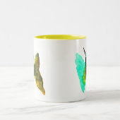 バタフライ水色アクアかわいらし ツートーンマグカップ (中央)