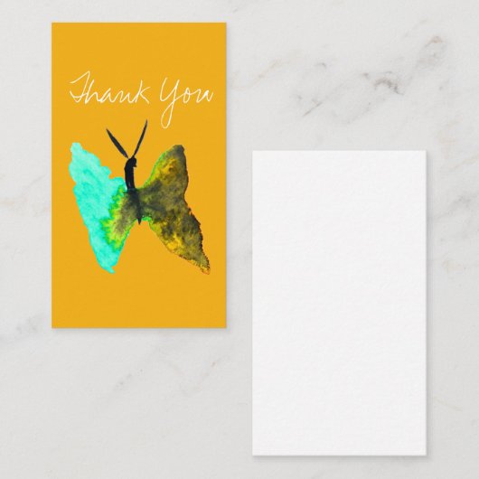 バタフライ水色アクアかわいらし ノートカード (正面/裏面)