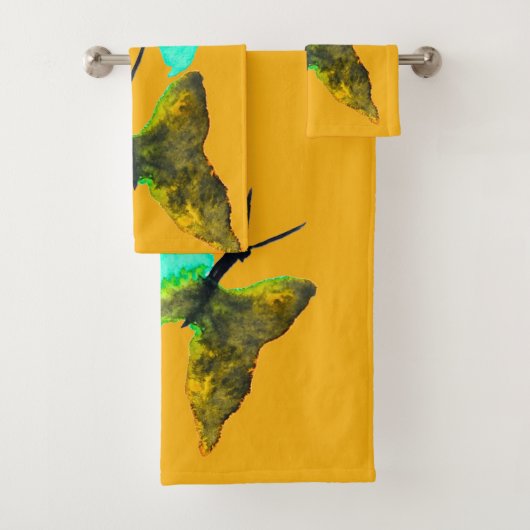 バタフライ水色アクアかわいらし バスタオルセット (インサイチュ)