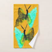 バタフライ水色アクアかわいらし バスタオルセット (ハンドタオル)