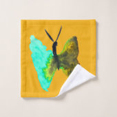 バタフライ水色アクアかわいらし バスタオルセット (ウォッシュタオル)