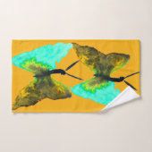 バタフライ水色アクアかわいらし バスタオルセット (ハンドタオル)