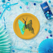 バタフライ水色アクアかわいらし ペーパープレート (パーティー)