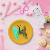バタフライ水色アクアかわいらし ペーパープレート (パーティー)