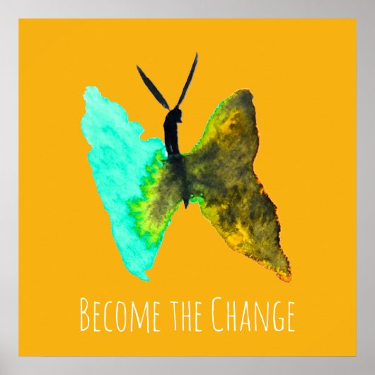 バタフライ水色アクアかわいらし ポスター (正面)