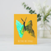 バタフライ水色アクアかわいらし ポストカード (スタンド正面)