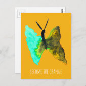 バタフライ水色アクアかわいらし ポストカード (正面/裏面)