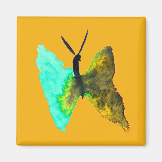 バタフライ水色アクアかわいらし マグネット (正面)