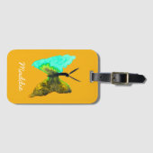 バタフライ水色アクアかわいらし ラゲッジタグ (正面横)