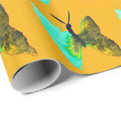 バタフライ水色アクアかわいらし ラッピングペーパー (ロールコーナー)