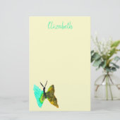 バタフライ水色アクアかわいらし 便箋 (スタンド正面)