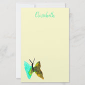 バタフライ水色アクアかわいらし 便箋 (正面)