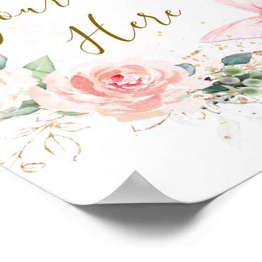 バタフライ水色カスタム記号 ポスター (角)