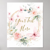 バタフライ水色カスタム記号 ポスター (正面)