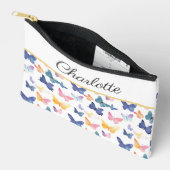 バタフライ水色パタカラフルーン名前をカスタムする アクセサリーポーチ (見開き)