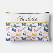 バタフライ水色パタカラフルーン名前をカスタムする アクセサリーポーチ (正面)