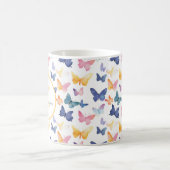 バタフライ水色パタカラフルーン名前をカスタムする コーヒーマグカップ (中央)