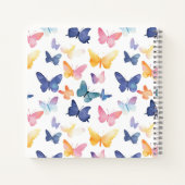 バタフライ水色パタカラフルーン名前をカスタムする ノートブック (裏面)