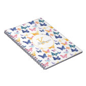 バタフライ水色パタカラフルーン名前をカスタムする ノートブック (右側)