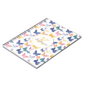 バタフライ水色パタカラフルーン名前をカスタムする ノートブック (左側)